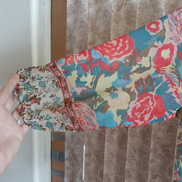 Multi color floral silk blouse by Joie size M - Picture 3 of 8